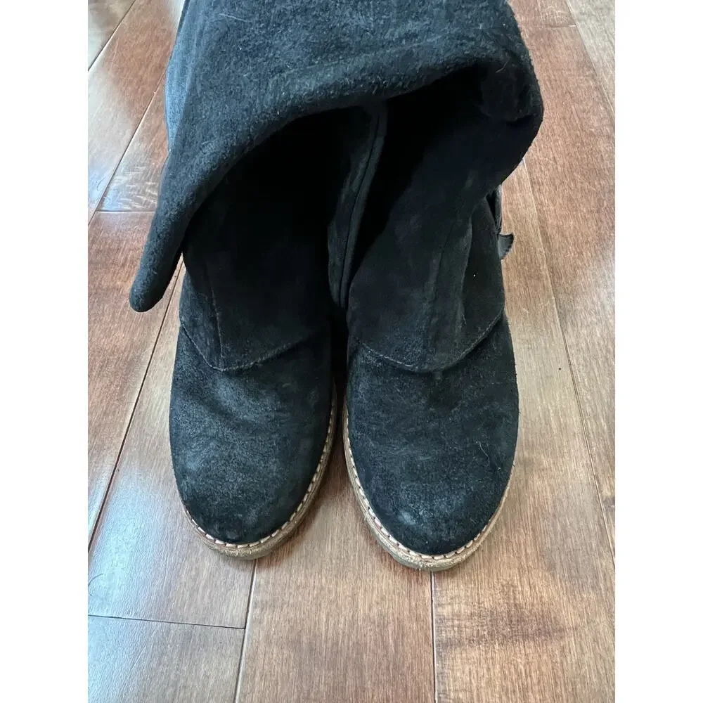 Ash Black Suede Over-the-Knee Wedge Boots